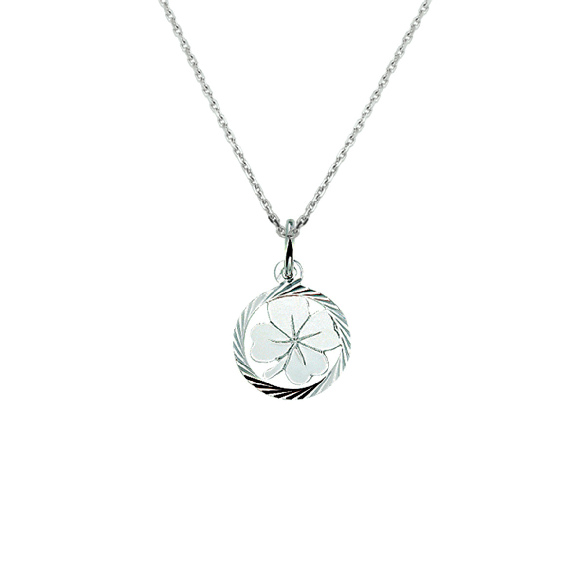 Halskette Kleeblatt 41 + 4 cm Silber rhodiniert