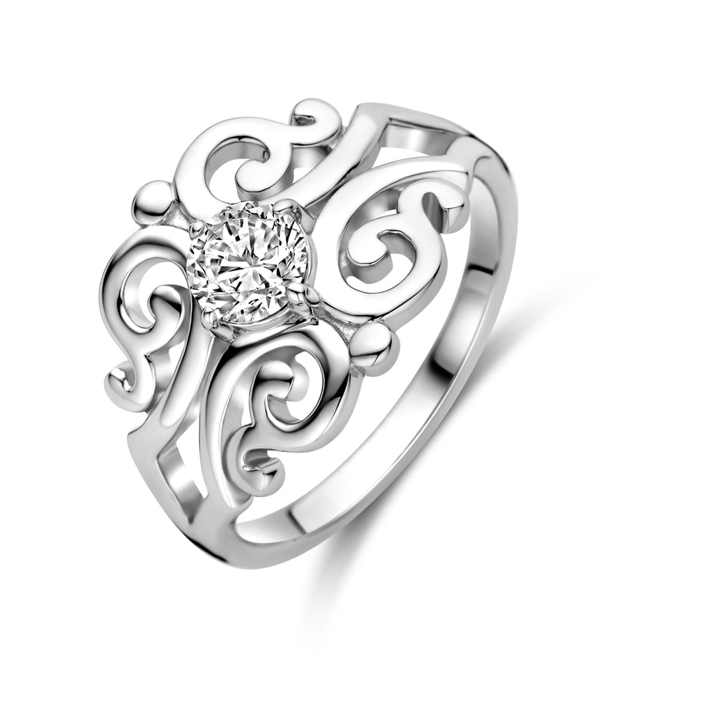 Ring Filigran Zirkonia Silber rhodiniert