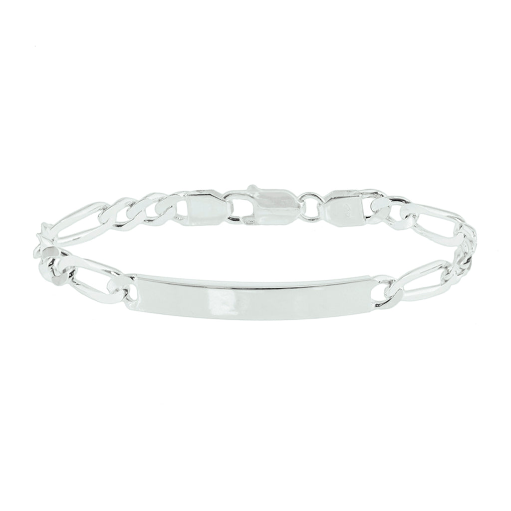 graveerarmband figaro plaat 6,3 mm 19 cm zilver wit