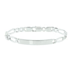 graveerarmband figaro plaat 6,3 mm 19 cm zilver wit