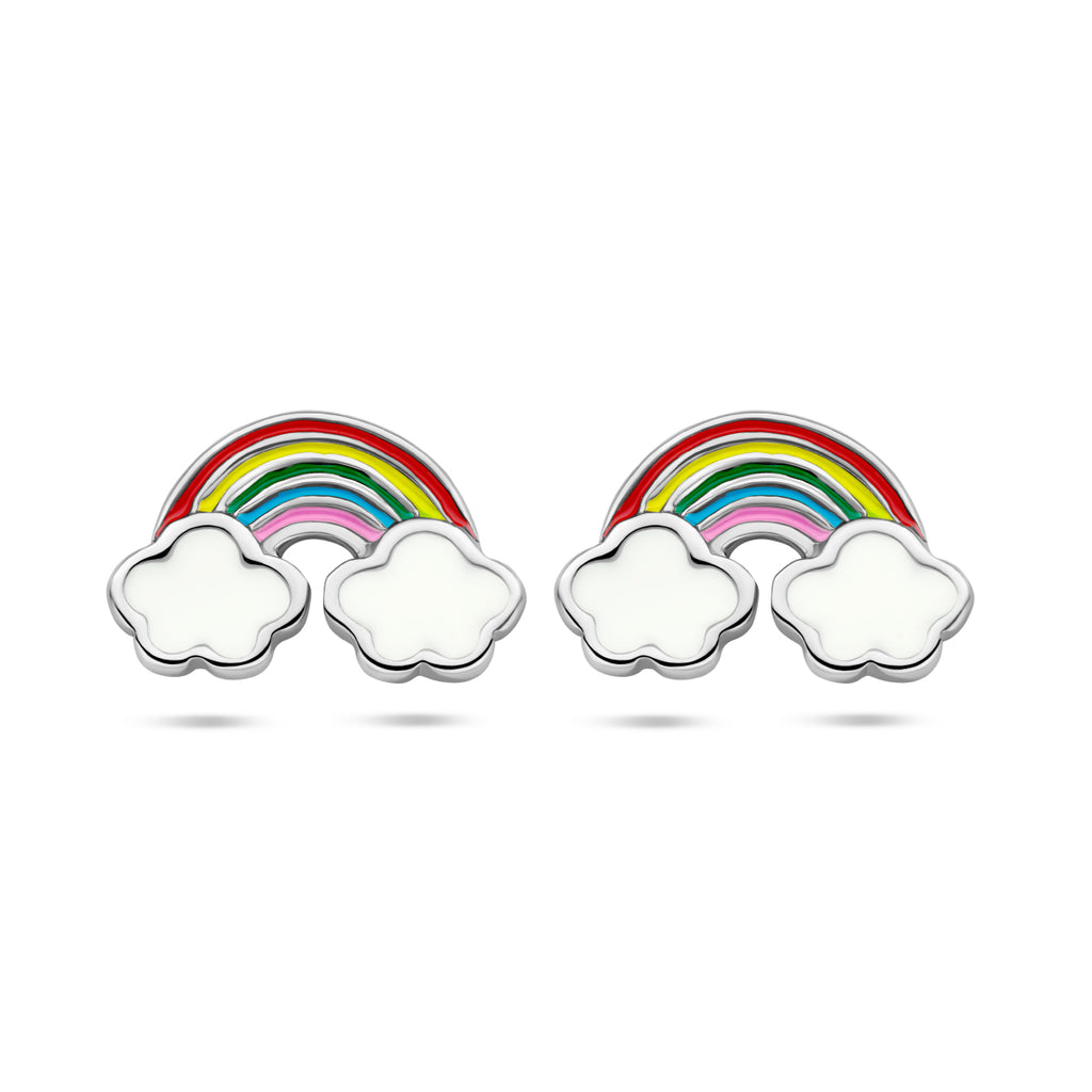 Ohrstecker Emaille Regenbogen rhodiniert