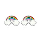 Ohrstecker Emaille Regenbogen rhodiniert