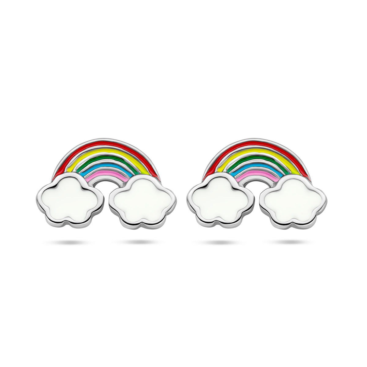 Ohrstecker Emaille Regenbogen rhodiniert