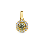 hanger groen amethist en lab grown diamant 0.08ct f vs 7 mm 14K geelgoud