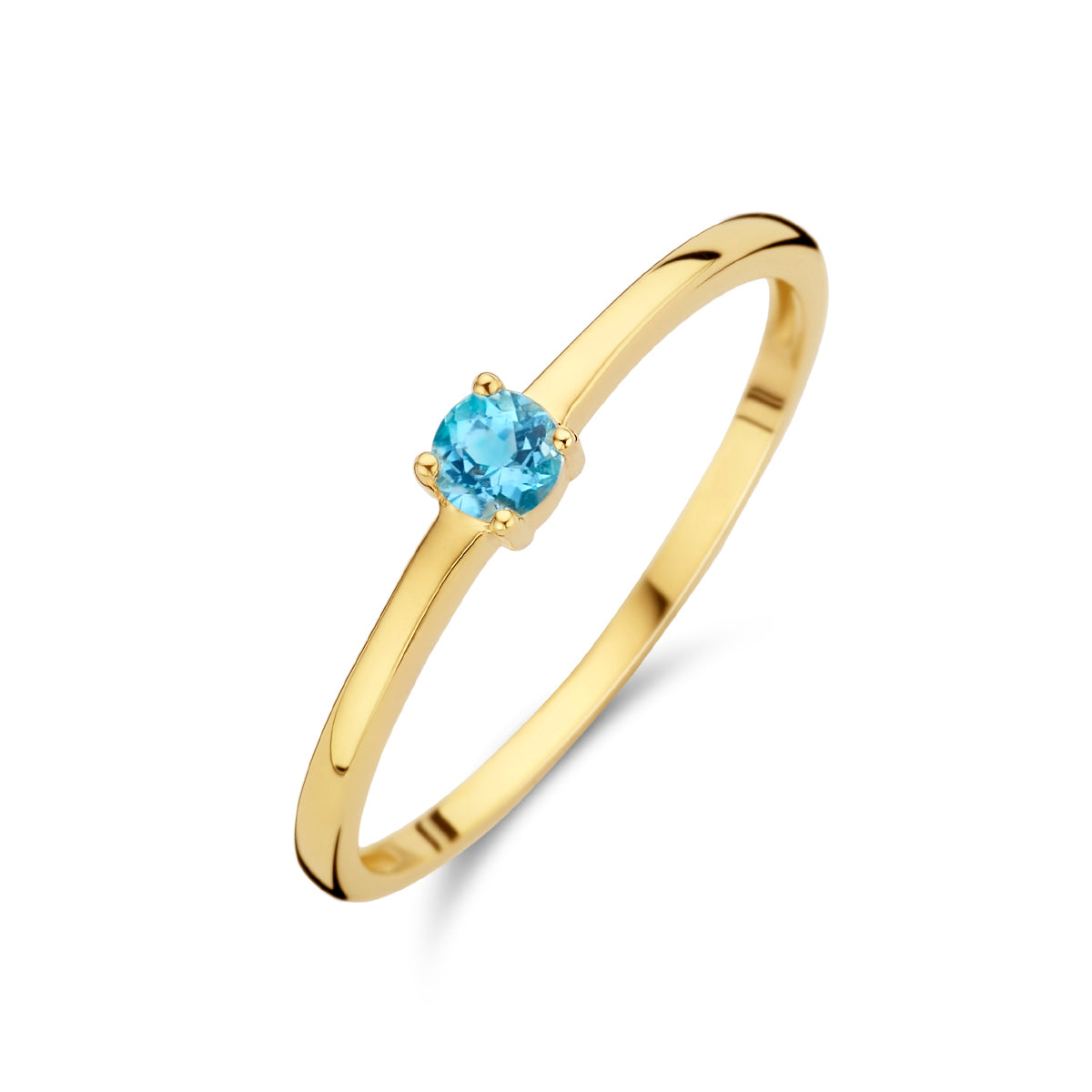 Ring mit Geburtsstein Blautopas Dezember 14K Gelbgold