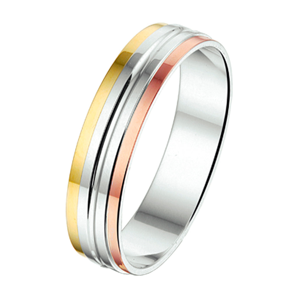 ring 5 mm zonder steen goud met zilver