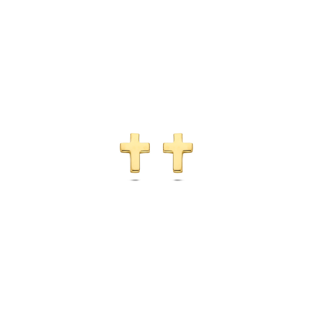 Kreuz-Ohrstecker aus 14-karätigem Gelbgold