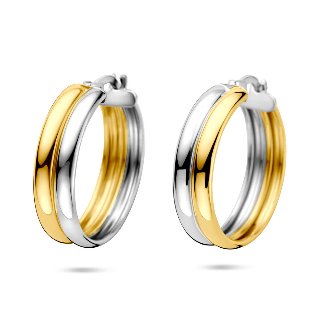 Ohrringe 23 mm 1 Mikron silbervergoldet (gelb/Rhodium)