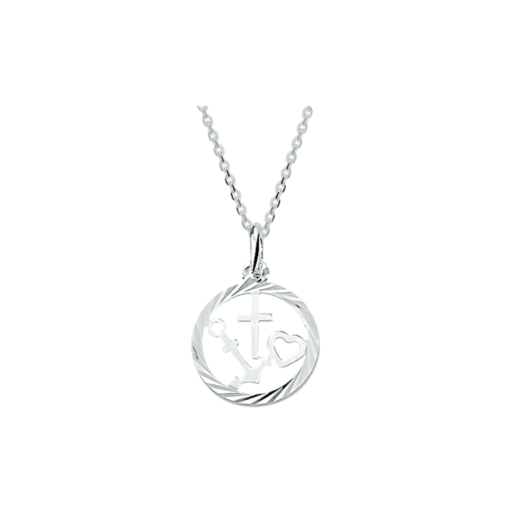 collier geloof, hoop en liefde 41 + 4 cm zilver wit