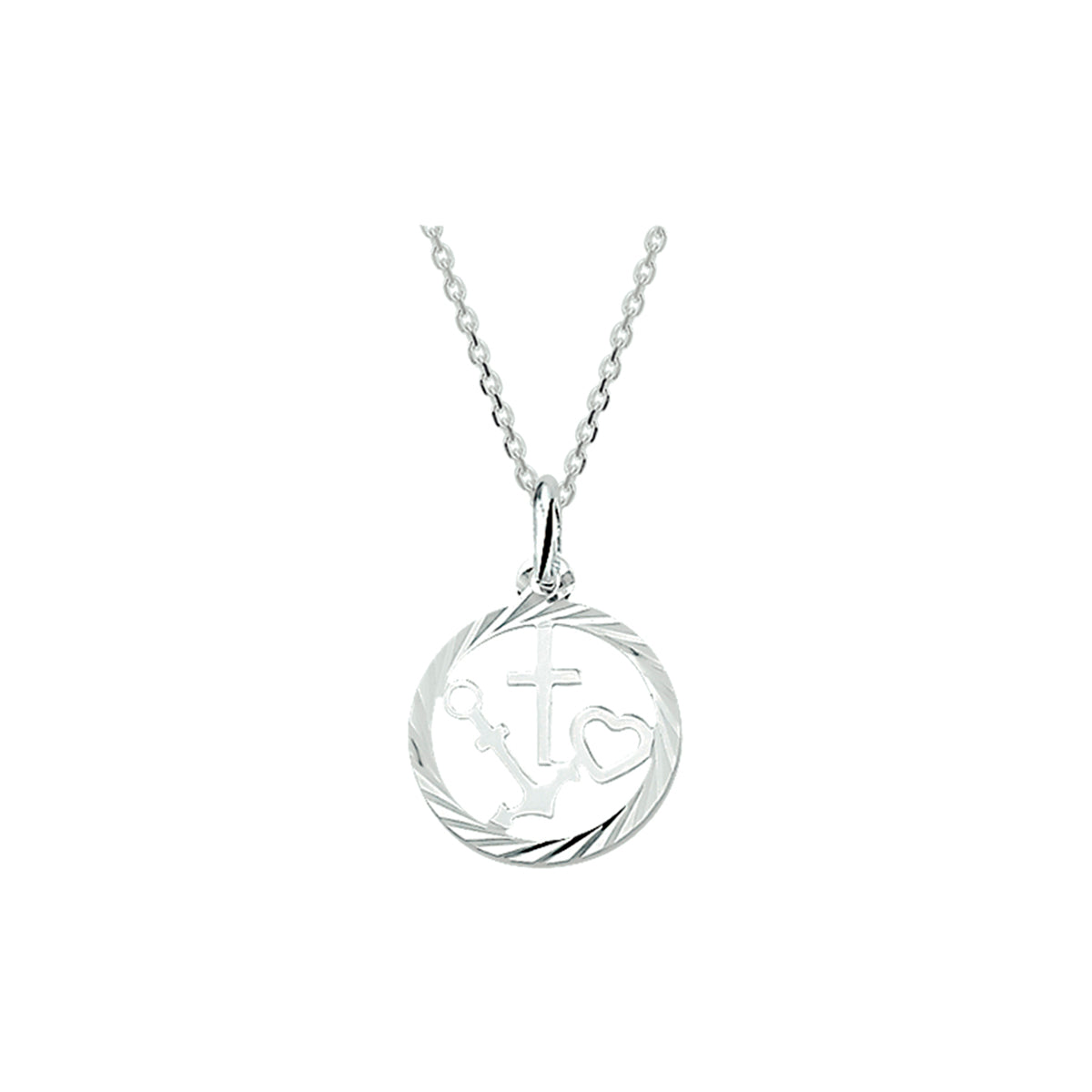 collier geloof, hoop en liefde 41 + 4 cm zilver wit