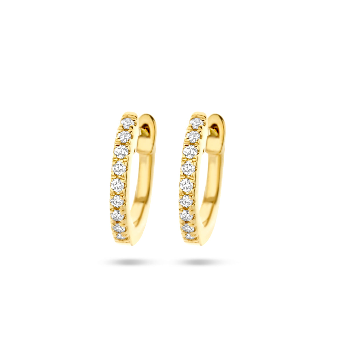 klapoorringen diamant 0.06ct (2x 0.03ct) h si 14K geelgoud