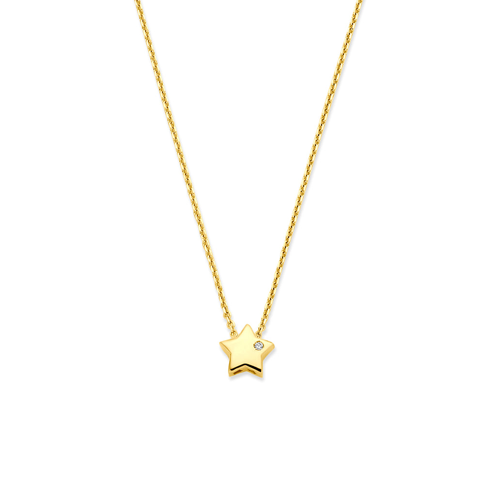 collier ster lab grown diamant 0.01ct f vs 40 - 42 - 44 cm 14K geelgoud