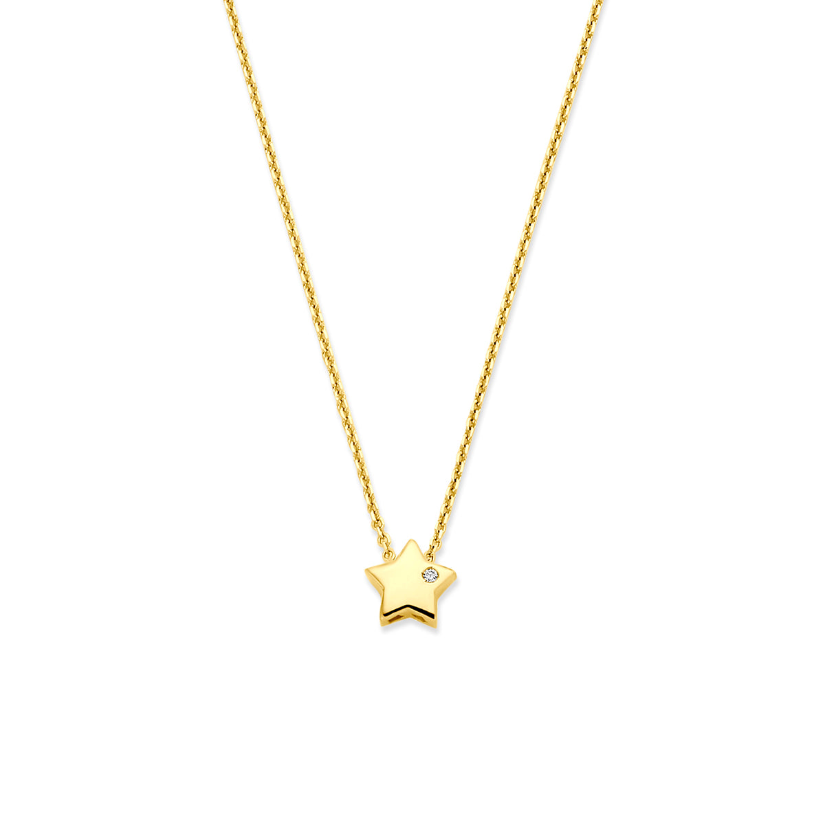 collier ster lab grown diamant 0.01ct f vs 40 - 42 - 44 cm 14K geelgoud