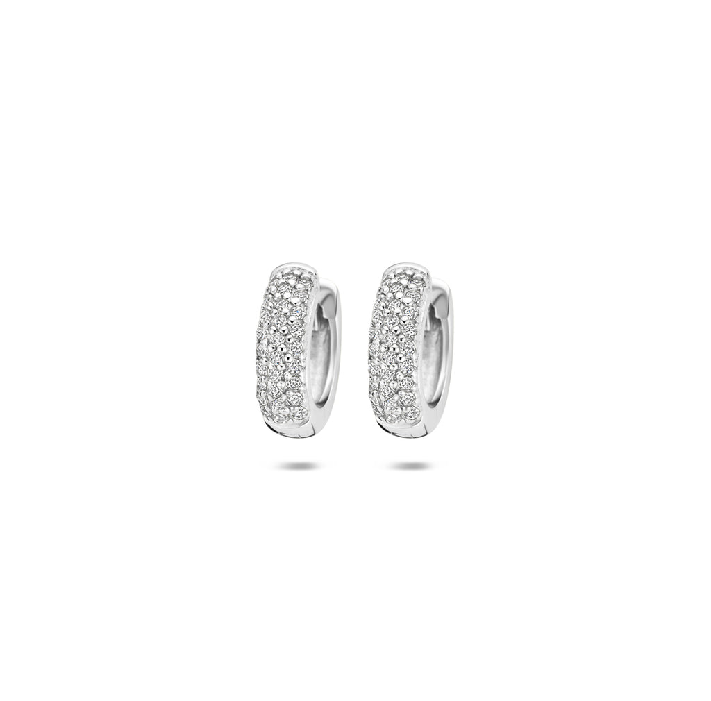 klapoorringen zirkonia 12 mm zilver gerhodineerd