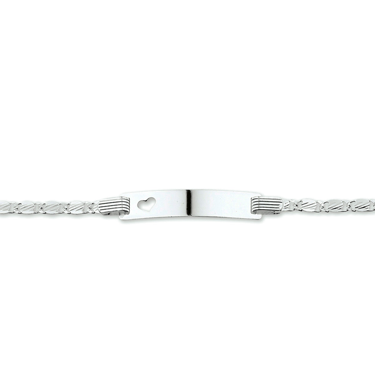 Gravurarmband Ankerplatte 5,0 mm 13 - 15 cm Silber weiß
