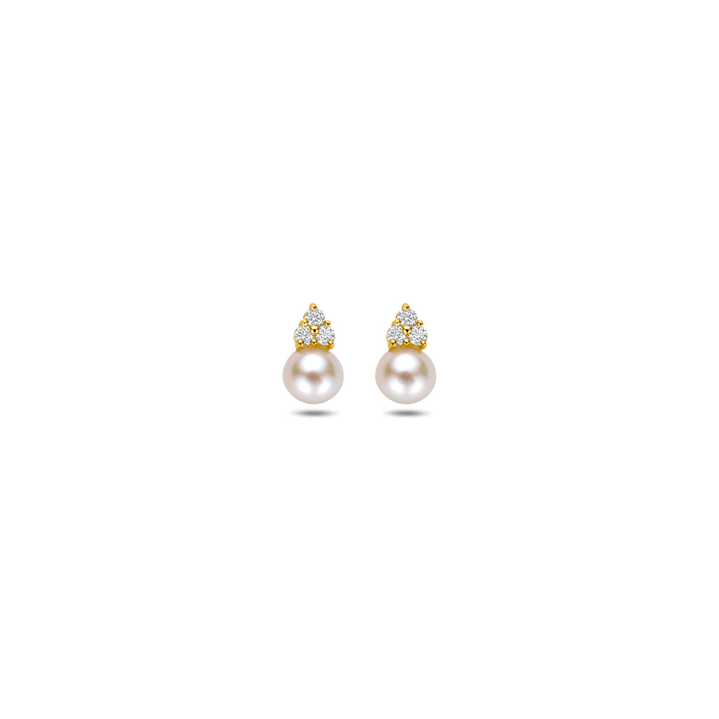 Ohrstecker Perle Zirkonia 7 mm 14K Gelbgold