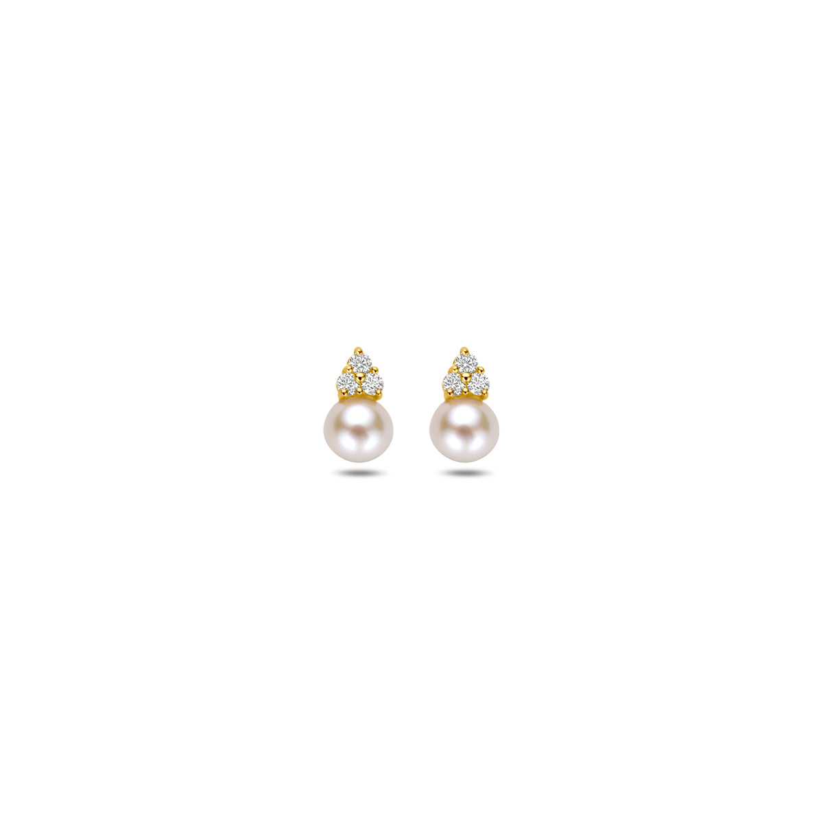 Ohrstecker Perle Zirkonia 7 mm 14K Gelbgold