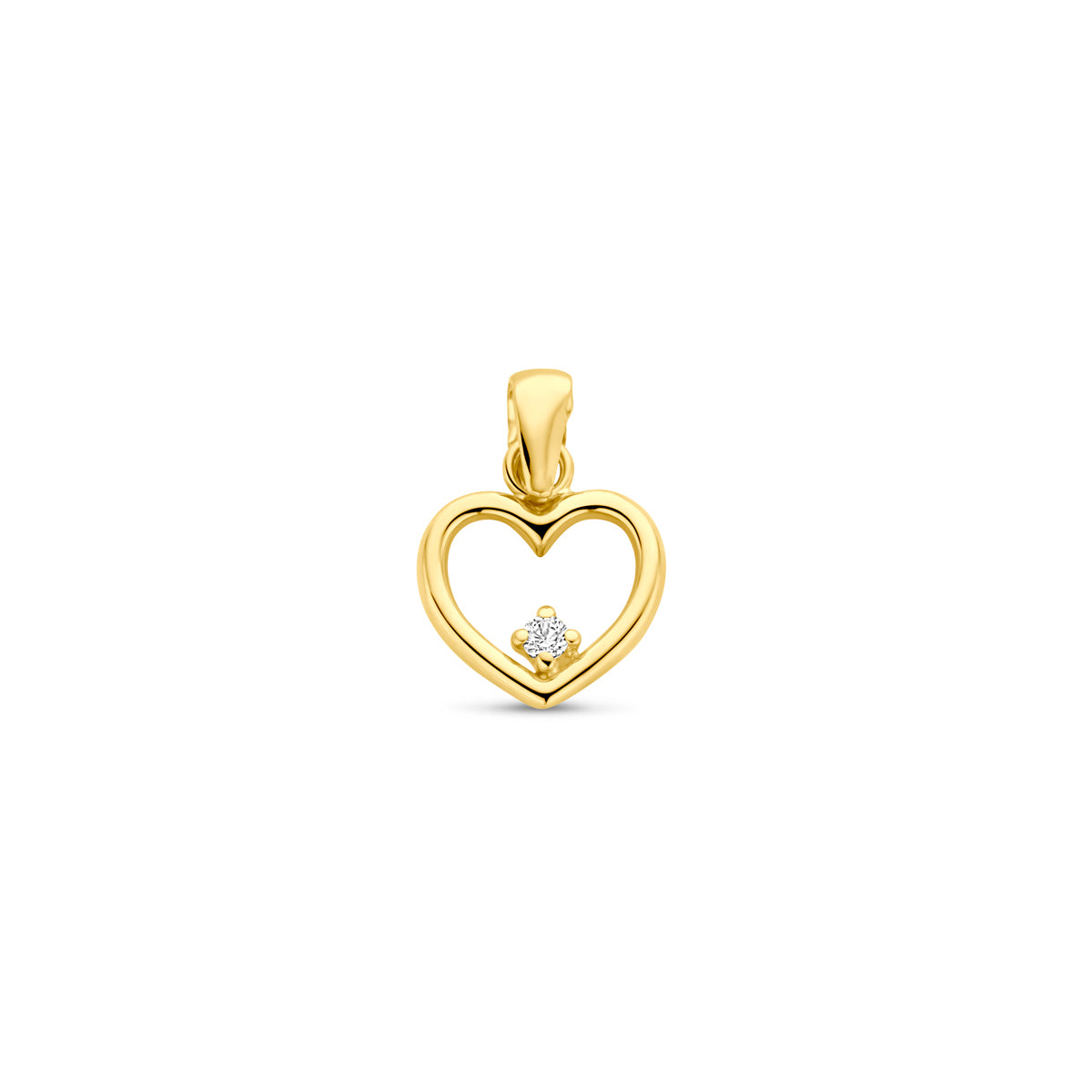 hanger hartje zirkonia 13 mm 14K geelgoud