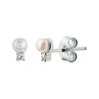 Ohrstecker Perle und Zirkonia Silber rhodiniert