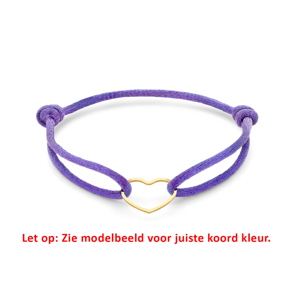 Armband Satin Lila Herz 13 - 26 cm vergoldet (mit Gummi/Nylon/Leder)