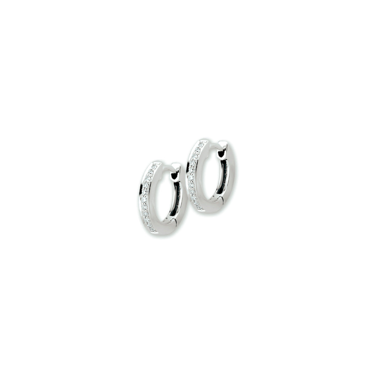 klapoorringen diamant 0.11ct (2x0.055) h si 14K witgoud