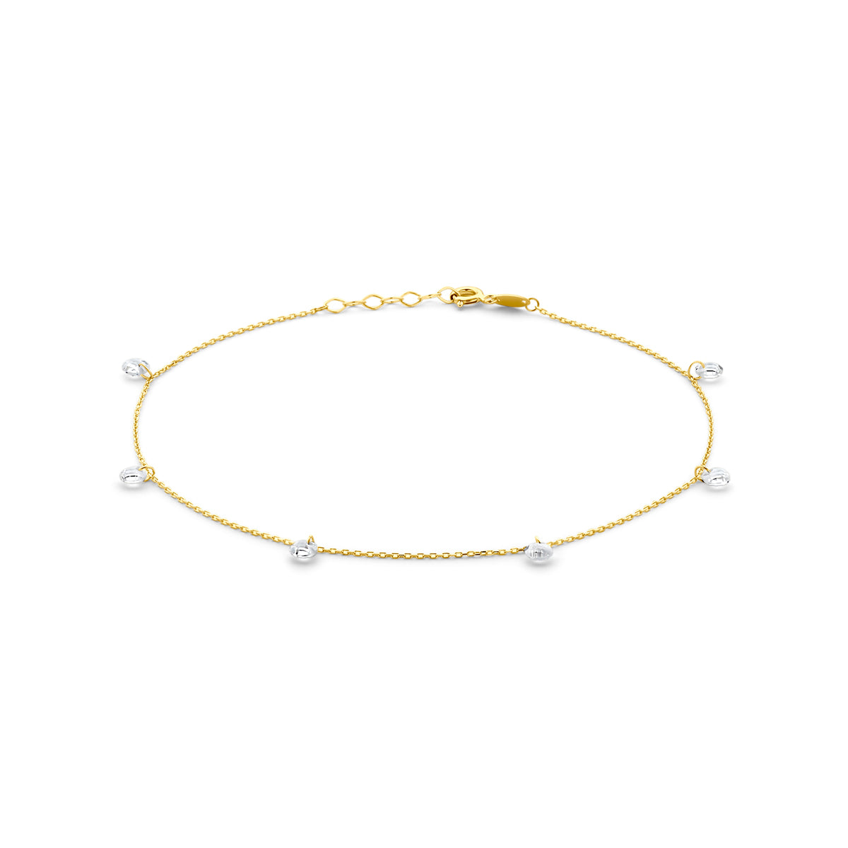 Fußkettchen Zirkonia 24 + 2 cm 14K Gelbgold