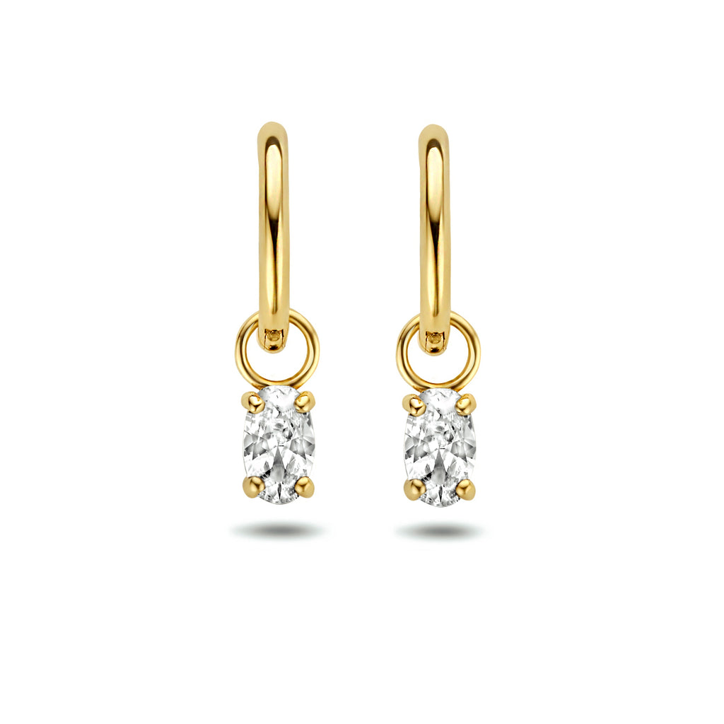 klapoorringen zirkonia 14K geelgoud