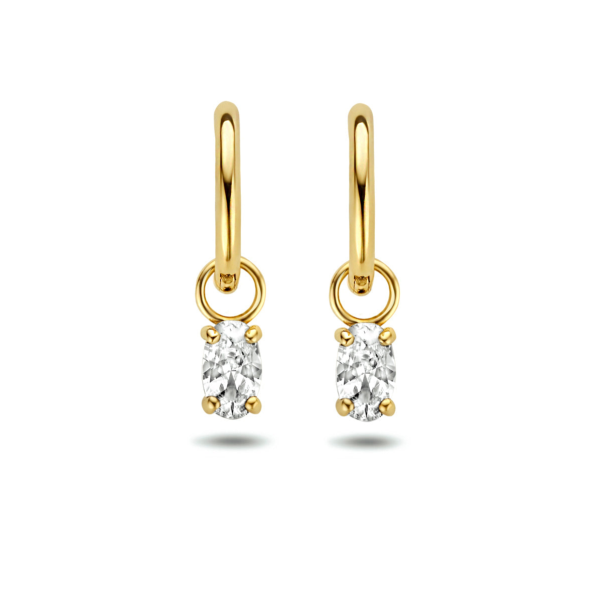 klapoorringen zirkonia 14K geelgoud