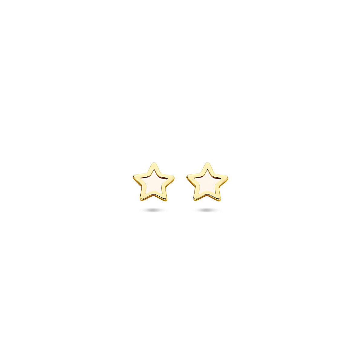 oorknoppen ster parelmoer 5 mm 14K geelgoud