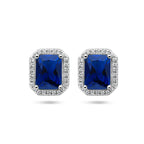 Ohrstecker blau und weiß Zirkonia Halo Silber rhodiniert
