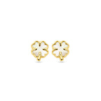 Ohrstecker Kleeblatt Perlmutt 14K Gelbgold