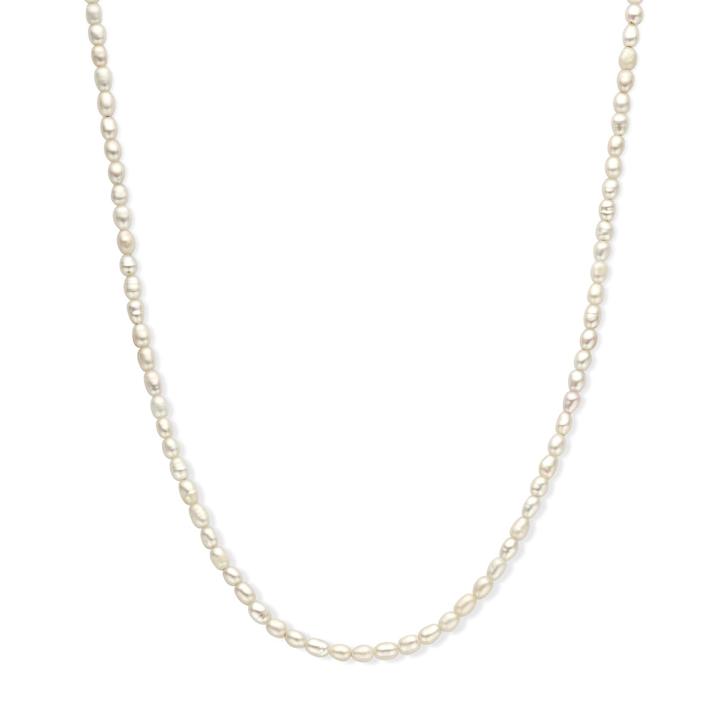 Halskette Perle 3,8 mm 50 + 5 cm Silber vergoldet (gelb)