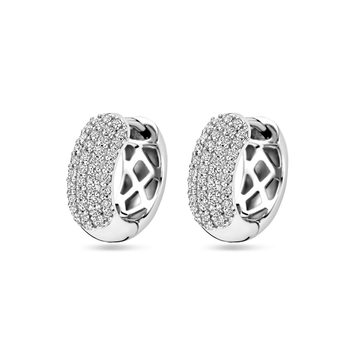 klapoorringen zirkonia 16 mm zilver gerhodineerd