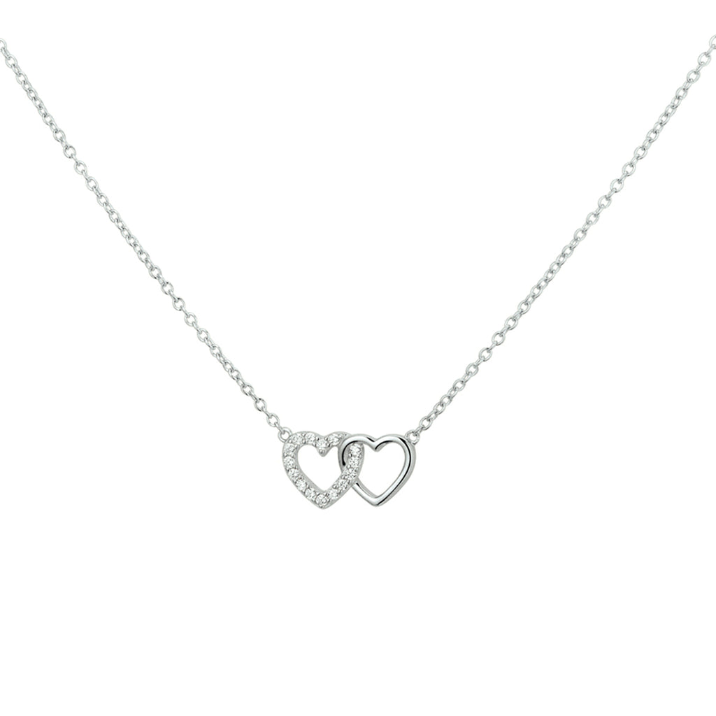 Halskette Herzchen Zirkonia 1,2 mm 40 + 4 cm Silber rhodiniert