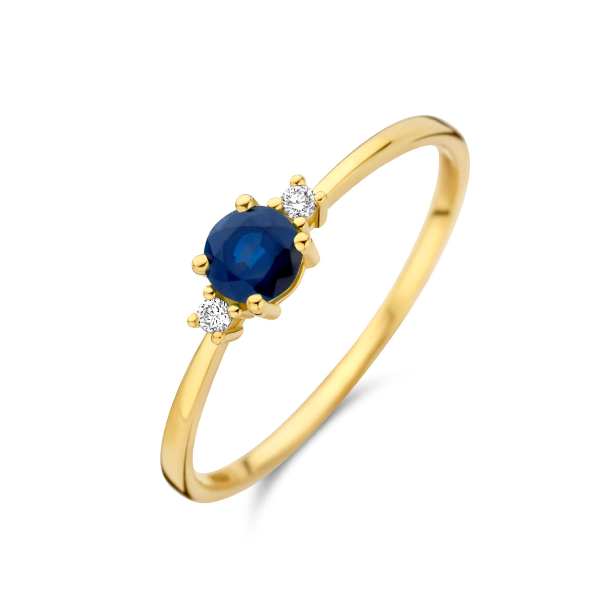 Ring Trilogie Saphir und Diamant 0,03 ct (2x 0,015 ct) h p1 14 K Gelbgold