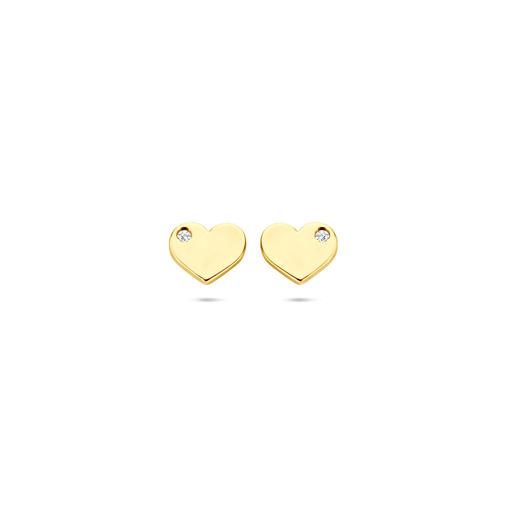 oorknoppen hartje zirkonia 5 mm 14K geelgoud