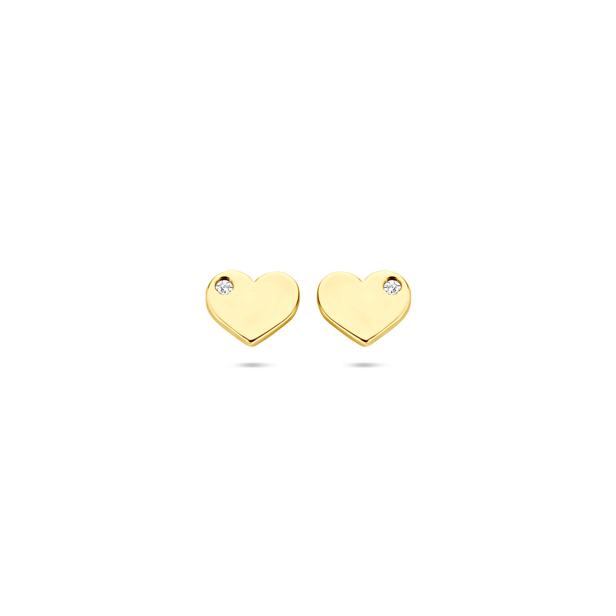 oorknoppen hartje zirkonia 5 mm 14K geelgoud