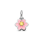Anhänger Emaille Blume Zirkonia 12 mm Silber rhodiniert