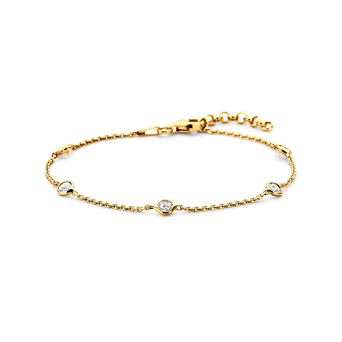 Armband Zirkonia 17 + 2 cm 3 Micron Silber vergoldet (gelb)