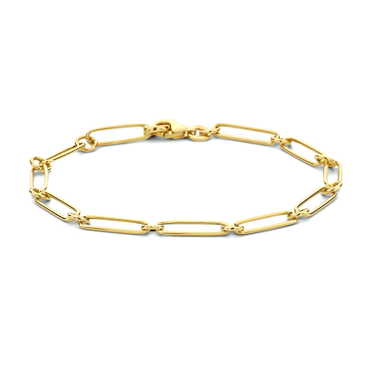 armband paperclip platte buis 4,0 mm 19 cm 14K geelgoud