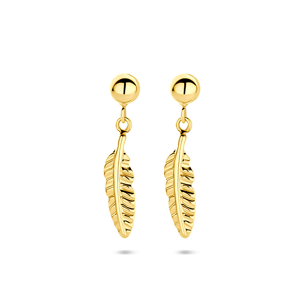 Ohrhänger Feder 17 mm 14K Gelbgold