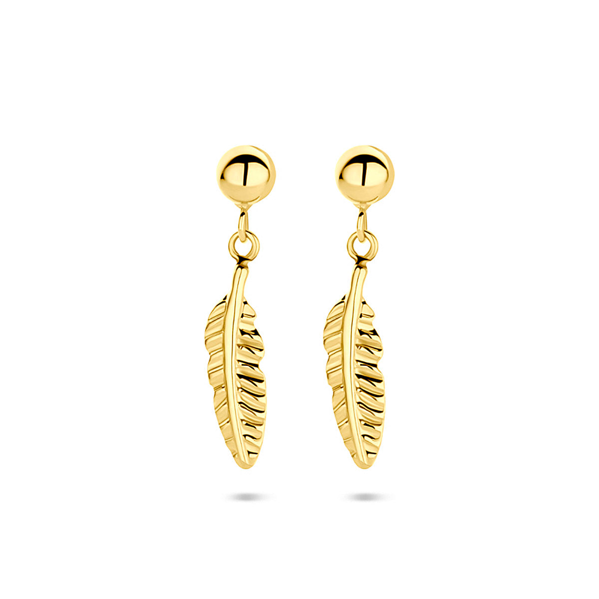 Ohrhänger Feder 17 mm 14K Gelbgold