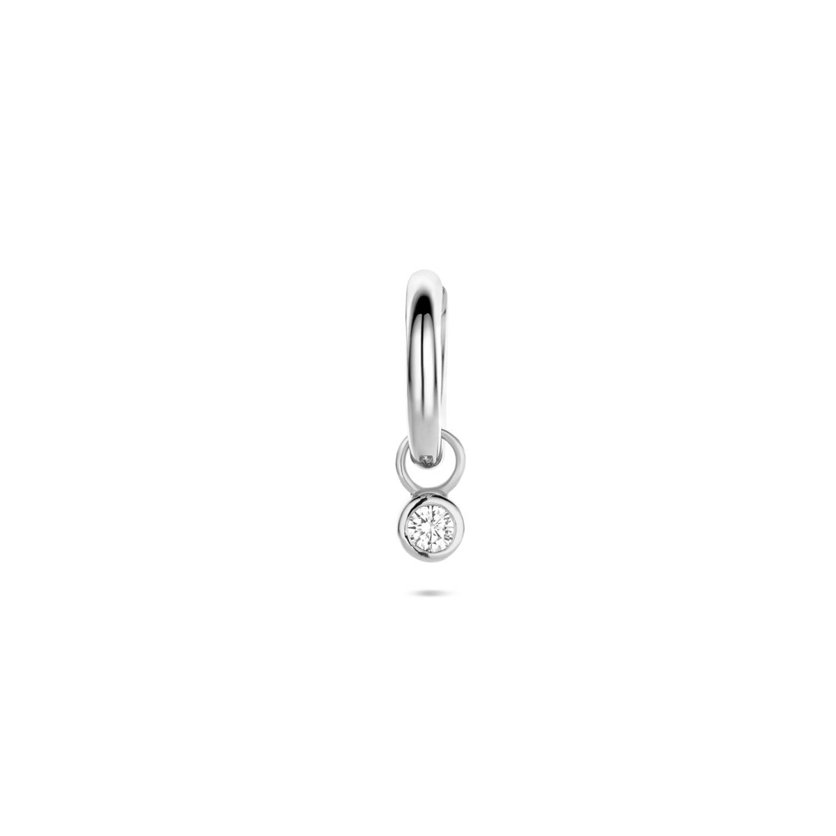 Ohrring Zirkonia pro Stück 13 mm Silber rhodiniert