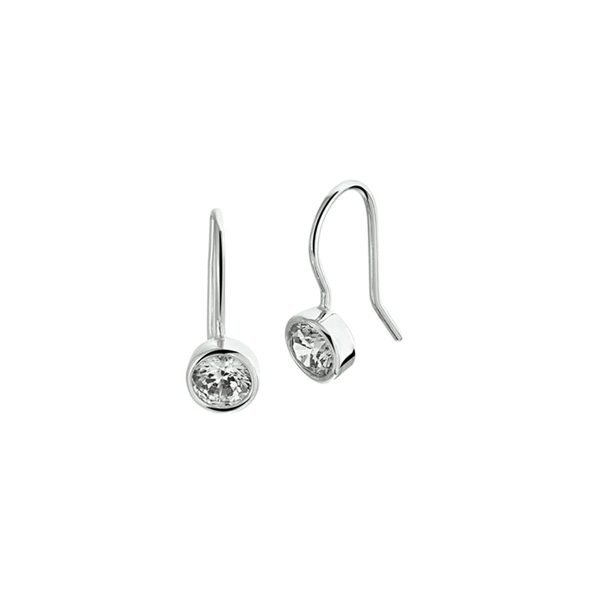 Ohrringe mit Zirkonia, französischer Haken, Silber rhodiniert