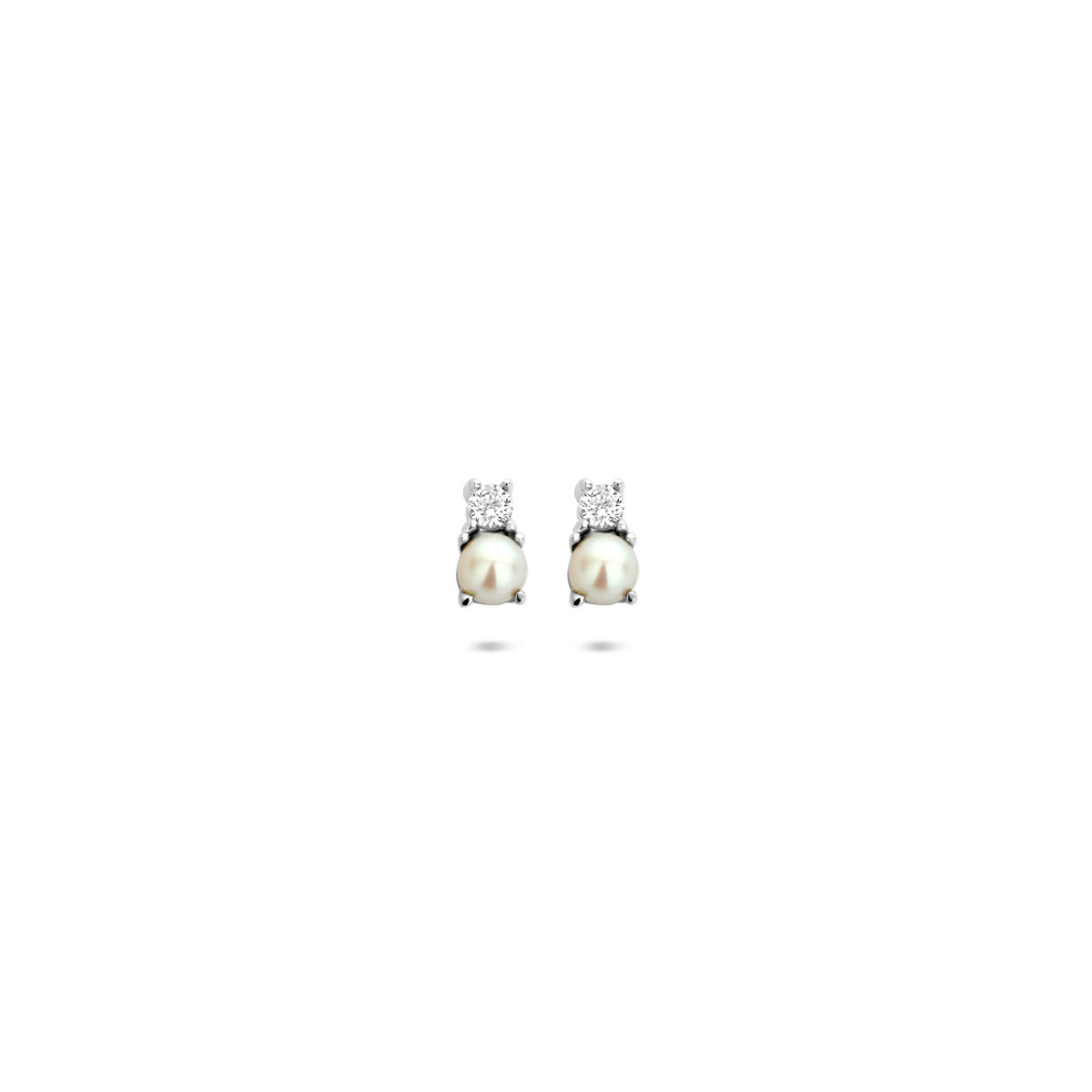 Ohrstecker Perle Zirkonia 5,5 mm Silber rhodiniert