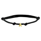 Armband Satin schwarz Buchstabe 13 - 26 cm 14K Gold mit Gummi/Nylon/Leder