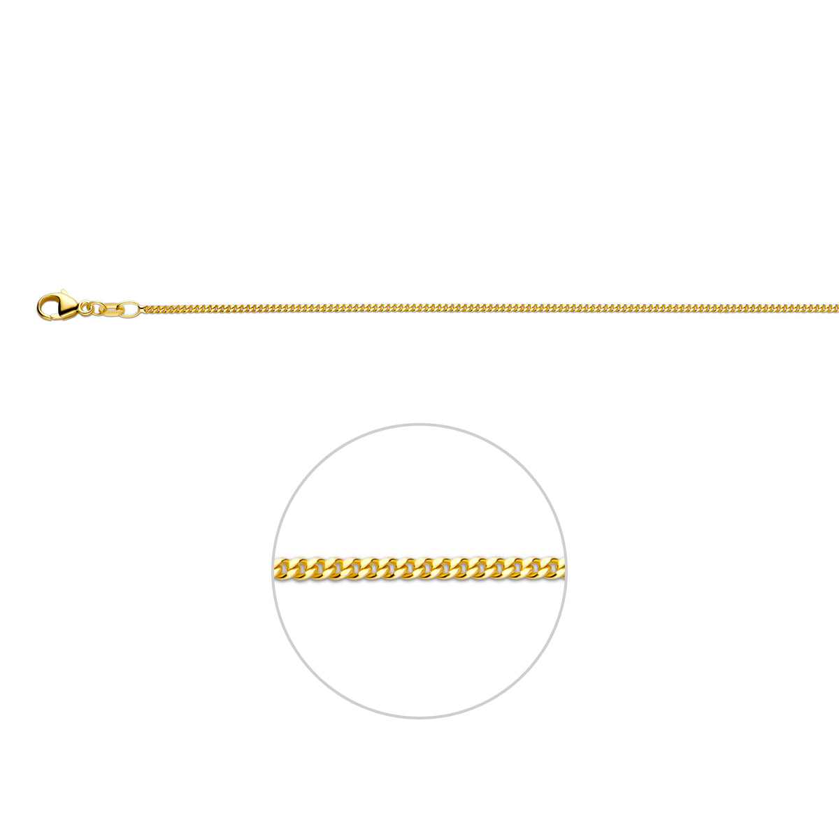 Klassische Panzerkette, 1,4 mm, 14K Gelbgold