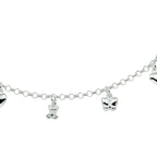 Halskette verschiedene Charms 42 cm Silber weiß