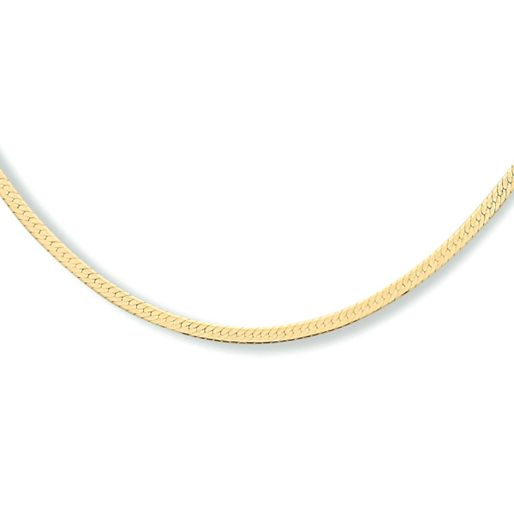 Halskette Schlange flach 2,0 mm 40 + 4 cm 3 Micron Silber vergoldet (gelb)