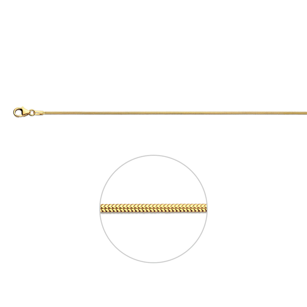 slang rond 1,2 mm 14K geelgoud